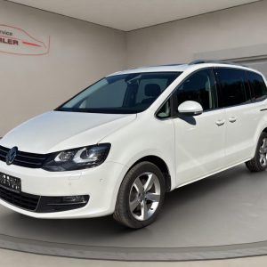 VW Sharan Highline 2.0 TDI,Pano-Dach,Navi,AHK,Winter-Paket, oryxweiß perlmutteffekt